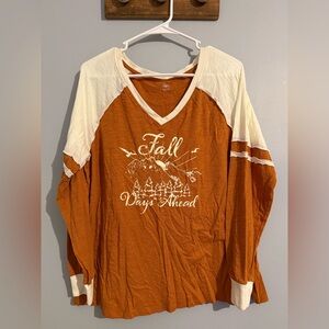 Cato Orange and Cream Women's Top